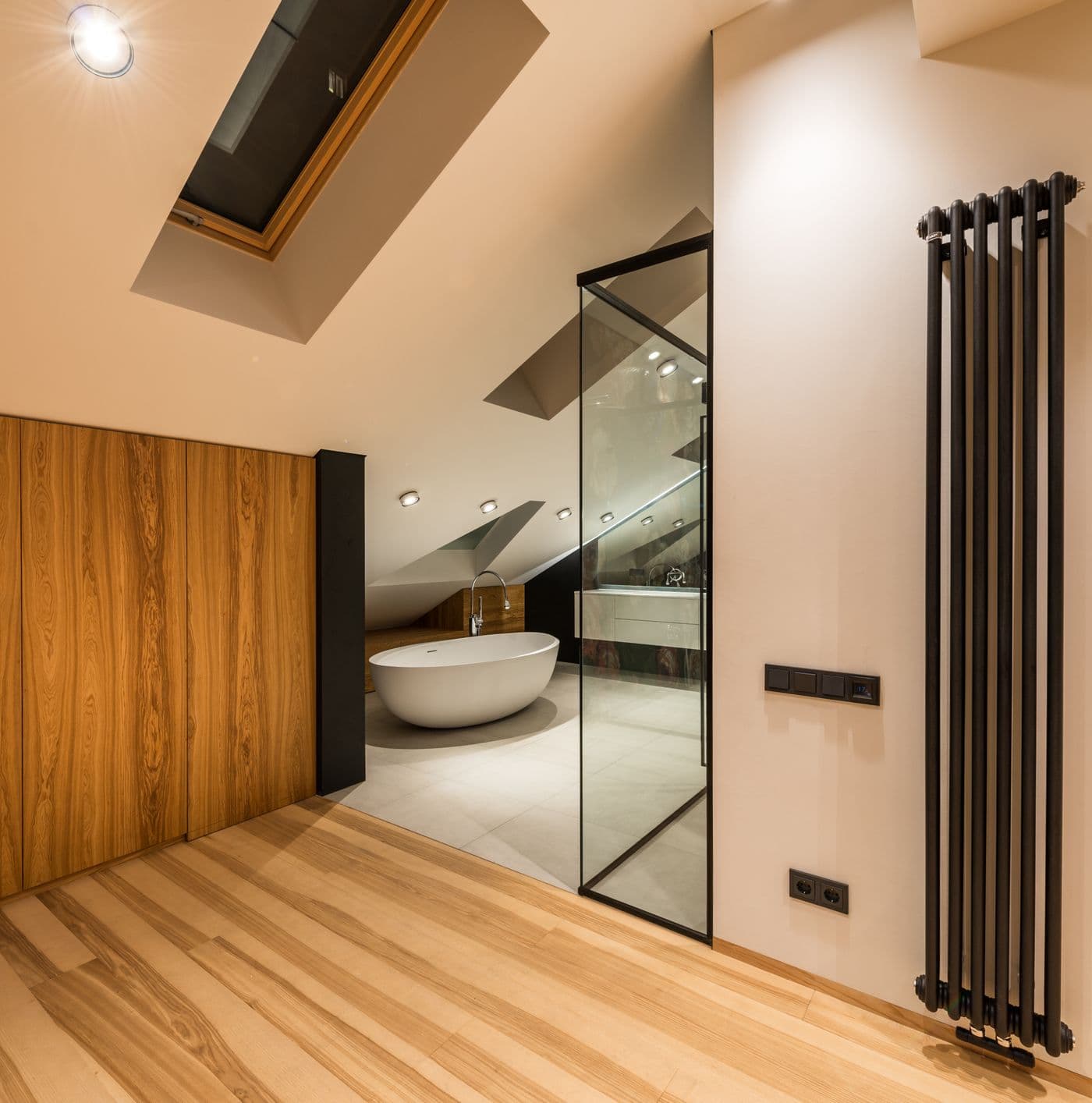 Finished en-suite bathroom fitted into the eaves